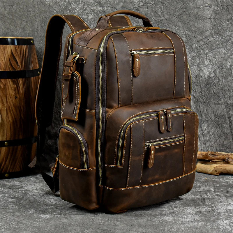 Vintage Leather Travel Backpack